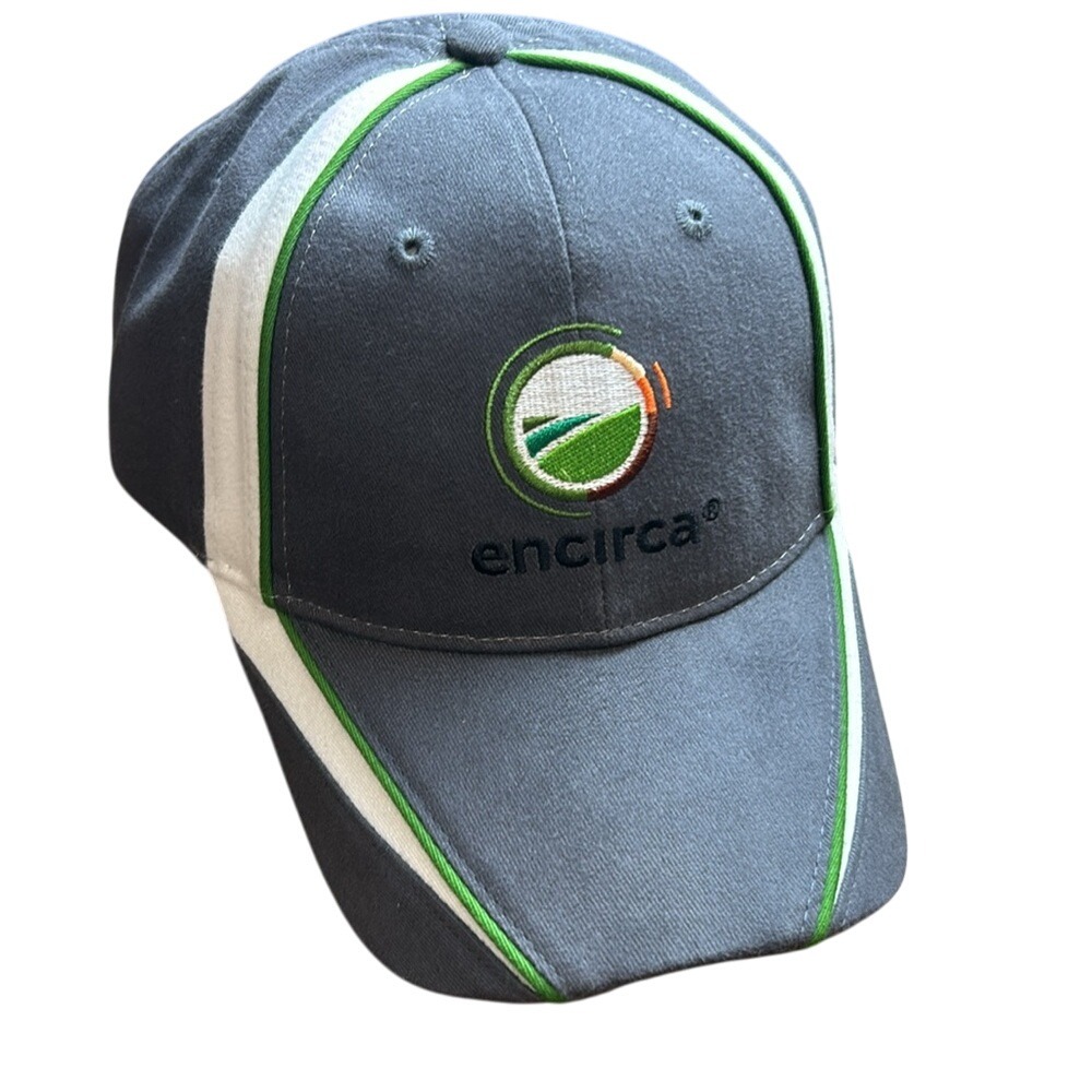 Encirca Gray Baseball Cap Hat White Green Accent Golf Casual Everyday